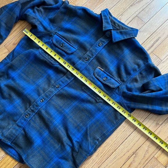 Orvis Men’s Big Bear Heavyweight Flannel Blue Gray Plaid Shirt Jacket Large - Picture 8 of 10